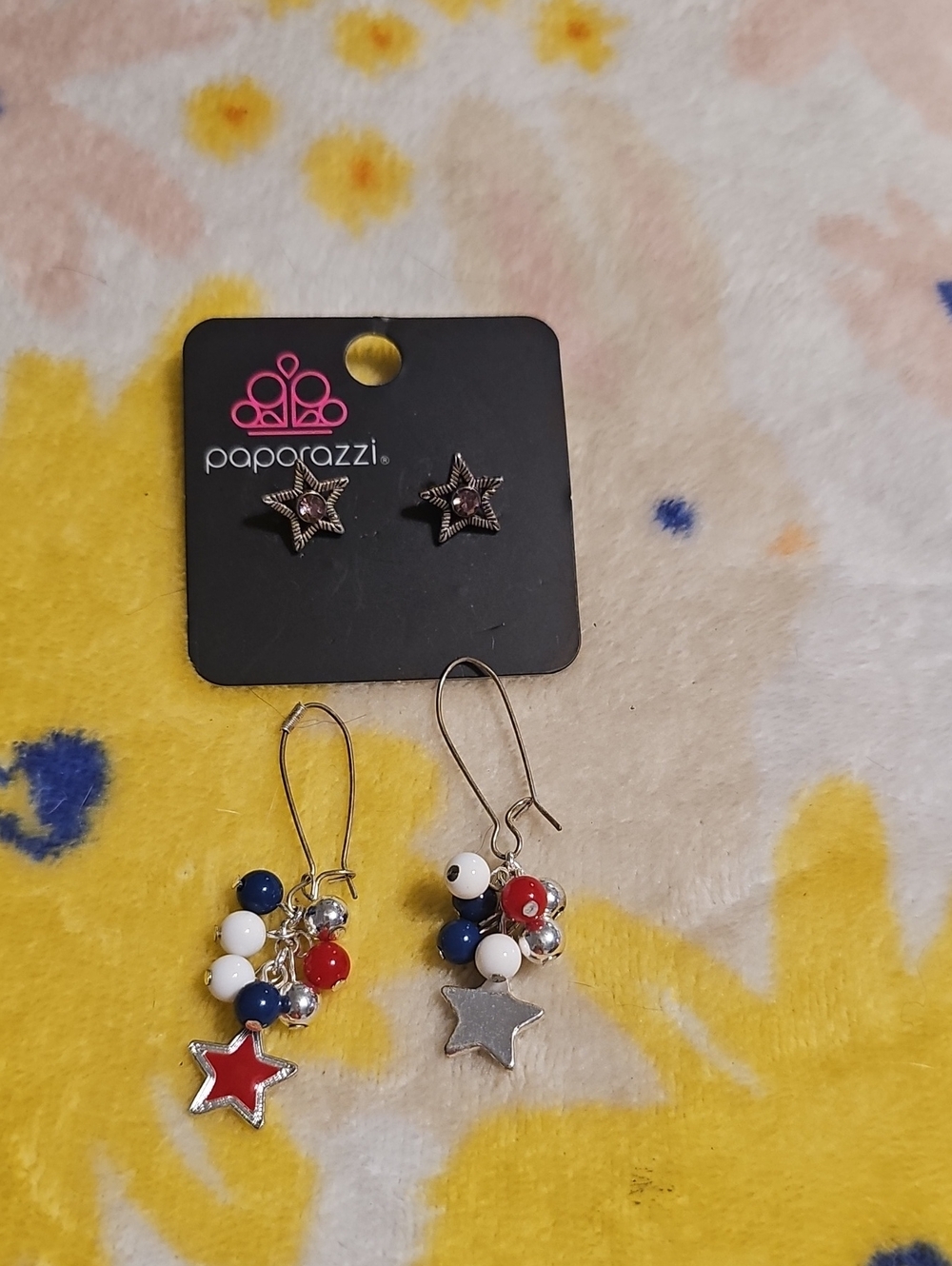 paparazzi Red White Blue Star Bead Earring Set